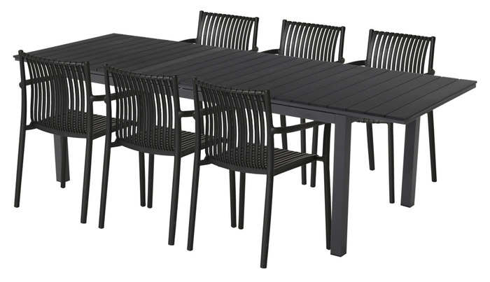 Hagebord Bern 200/260 x 90 cm svart